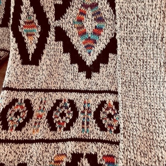 Aztec Print Cardigan Long Open Front Knit Sweater Tribal Native Pattern New - Picture 4 of 6